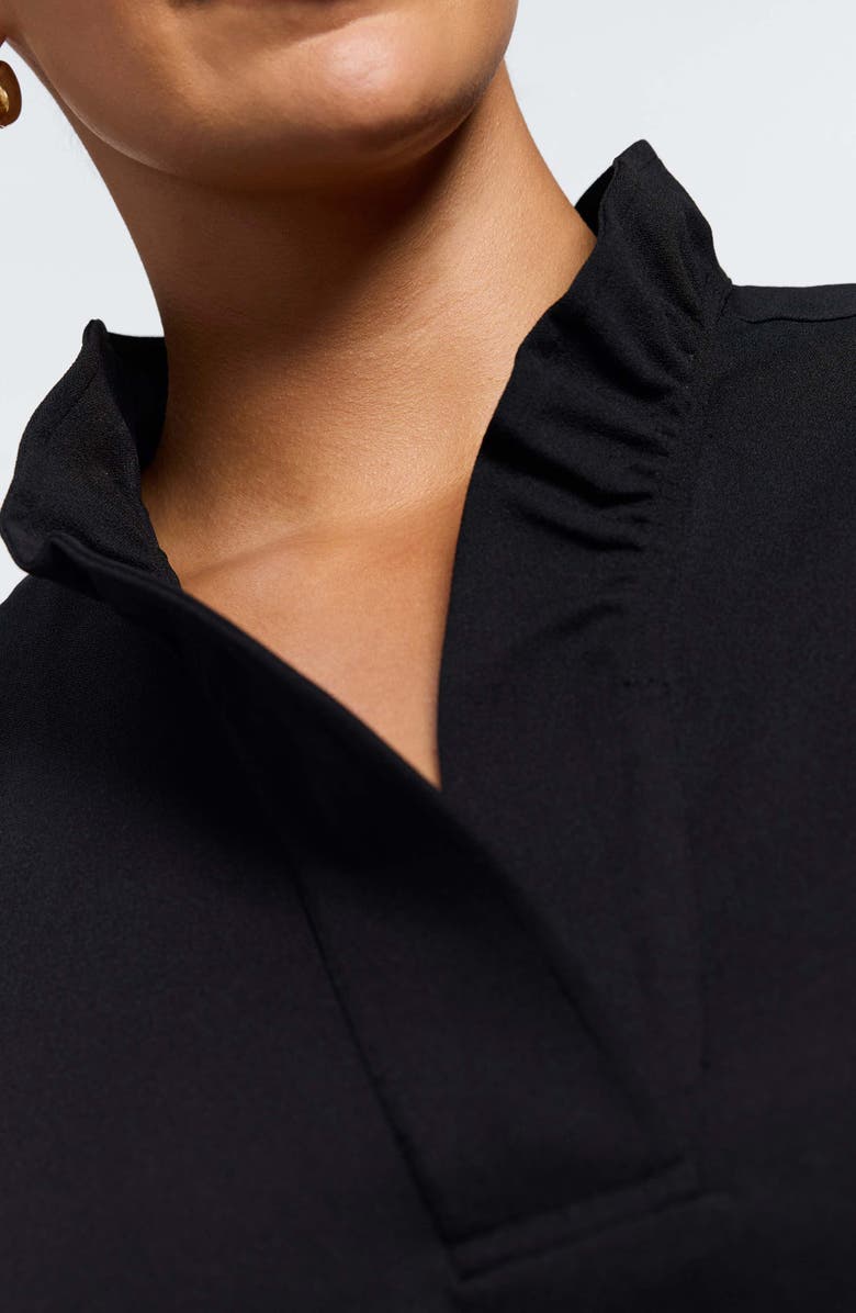 Foxcroft Tammy Ruffle Collar Crepe Sleeveless Top, Alternate, color, Black