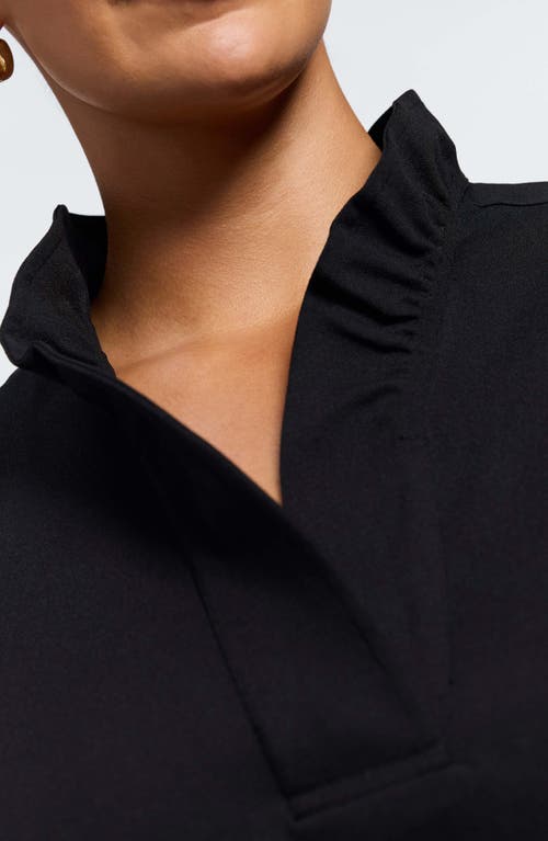 Foxcroft Tammy Ruffle Collar Crepe Sleeveless Top In Black