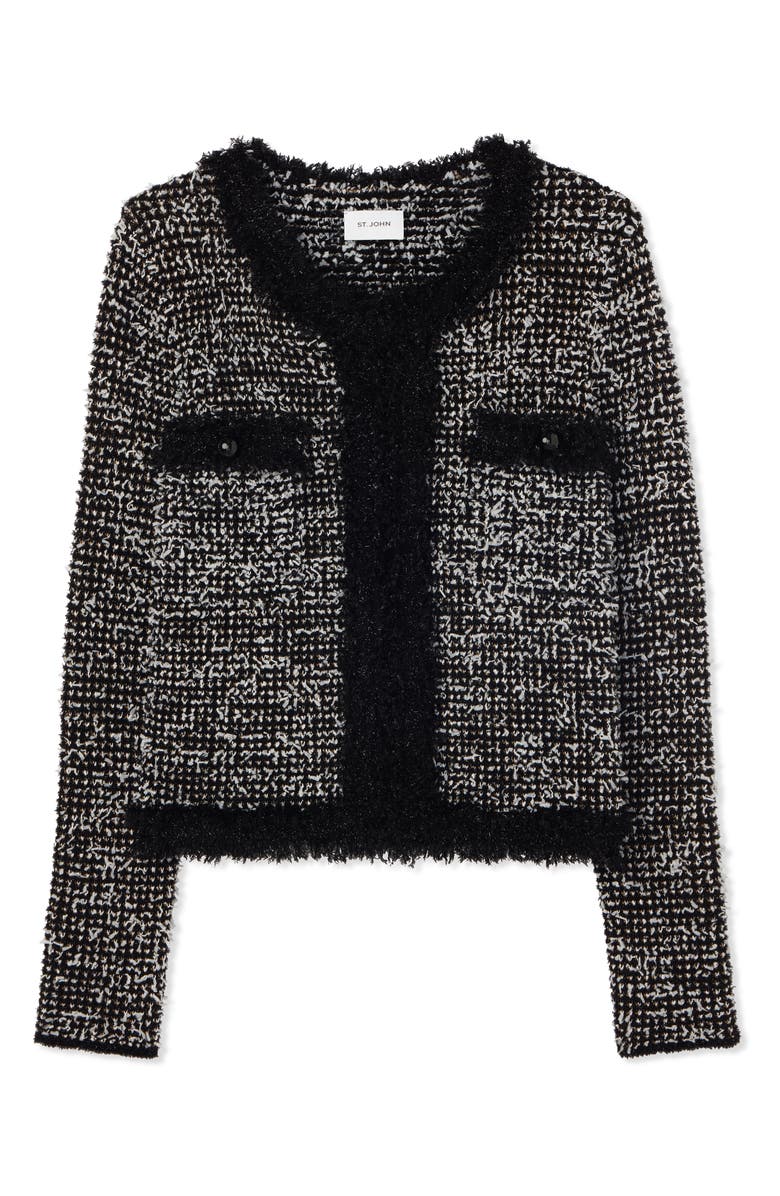 ST. JOHN Sparkly Eyelash Tweed Jacket, Alternate, color, 