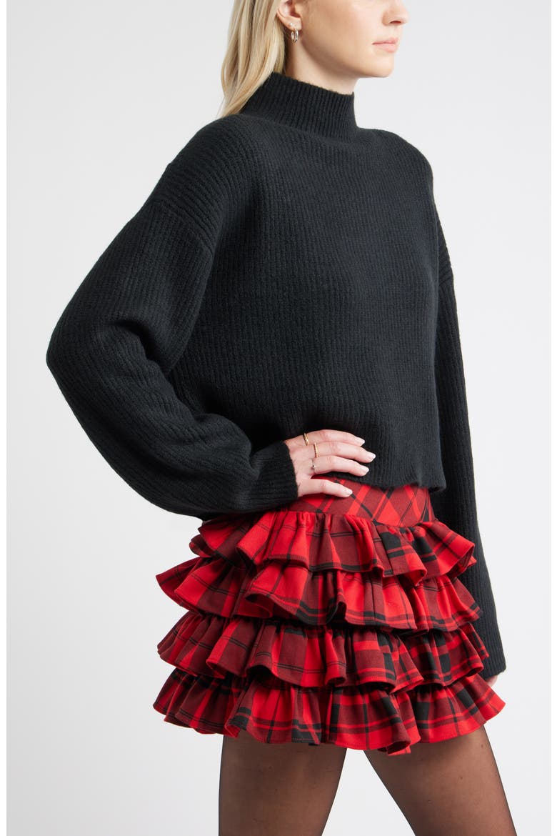 Oversize Cozy Mock Neck Sweater, Alternate, color, BLACK