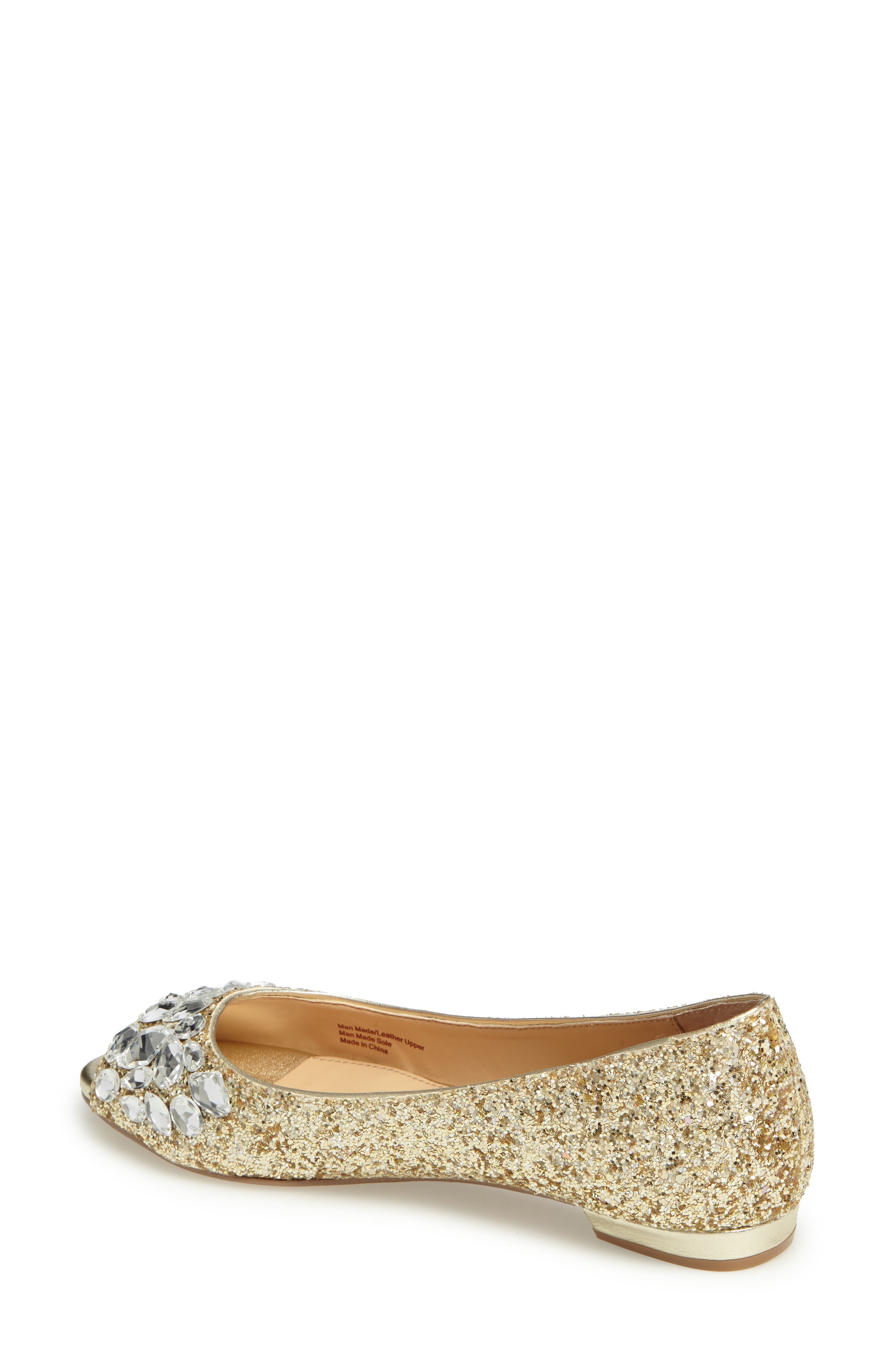 Jewel Badgley Mischka Claire Embellished Flat, Alternate, color, 