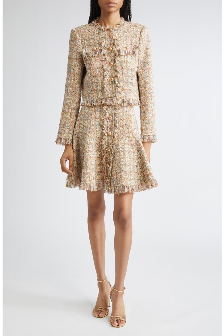 Adeline Clarise Metallic Tweed Jacket, Alternate, color, OCHRE