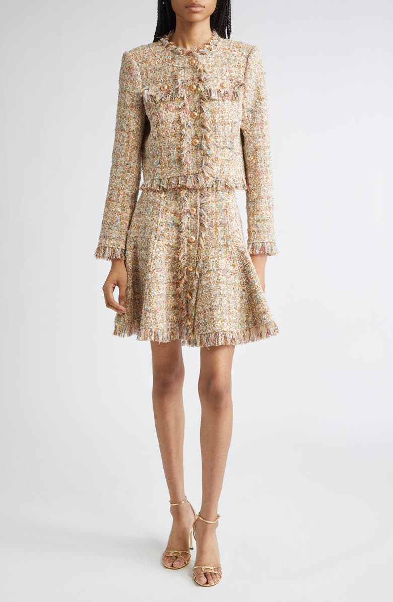 Cinq à Sept Adeline Metallic Bouclé Skirt, Alternate, color, Ochre Multi