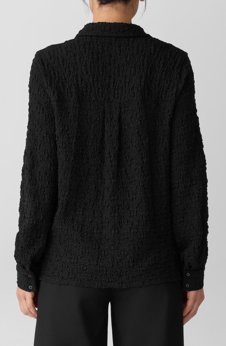 Eileen Fisher Texture Organic Cotton Blend Button-Up Shirt, Alternate, color, Black