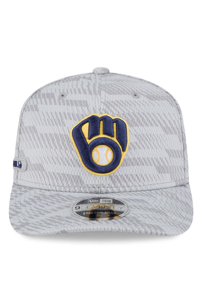 New Era Men's New Era Gray Milwaukee Brewers 2025 MLB Clubhouse 9SEVENTY Stretch-Snap Hat, Alternate, color, 