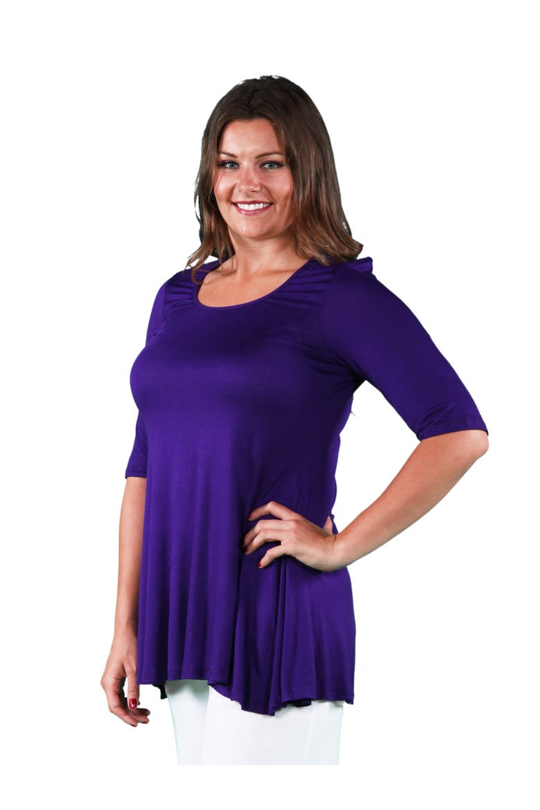 Plus Size Elbow Swing  Tunic Top, Alternate, color, Purple