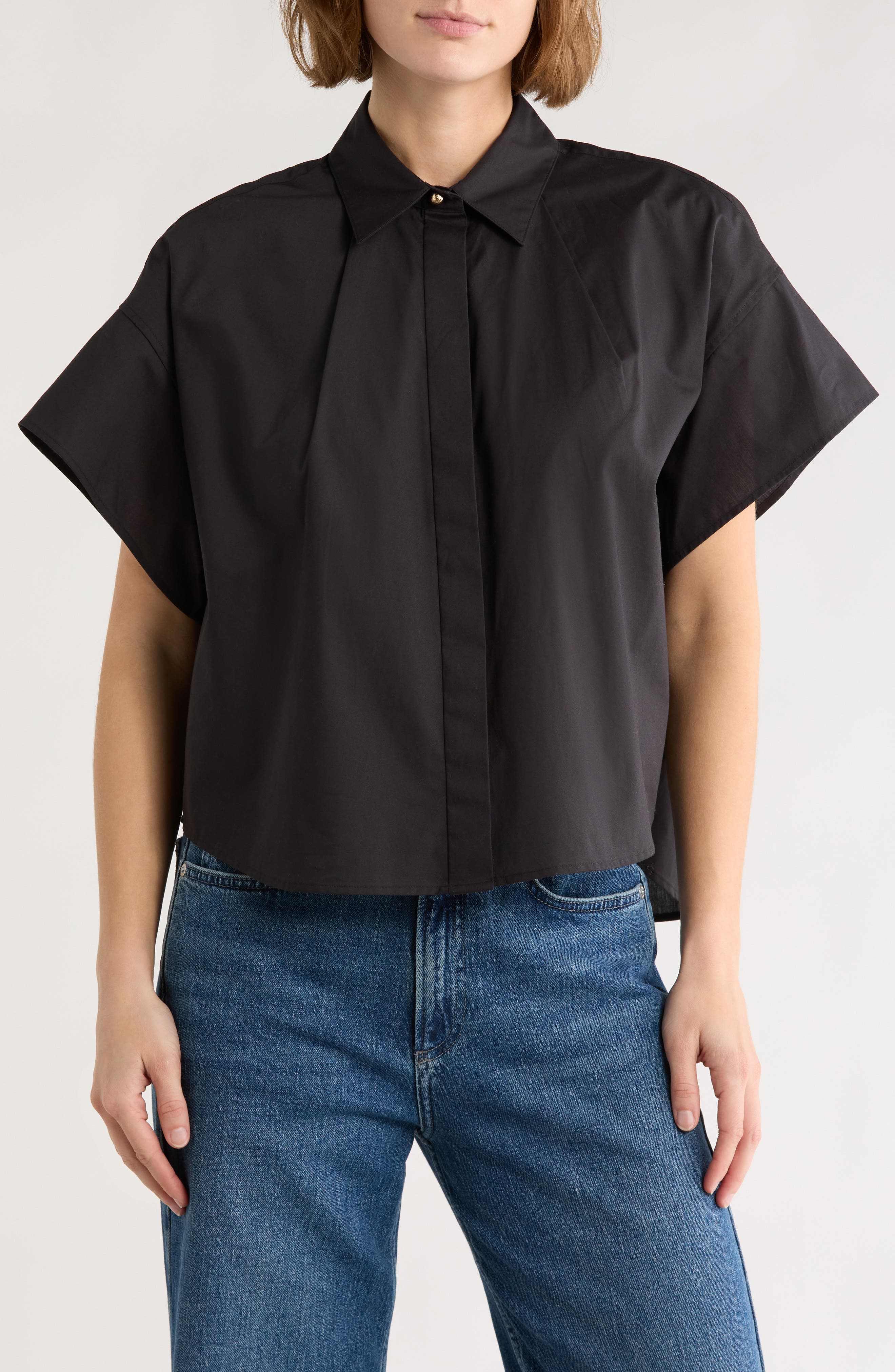 rag &amp; bone Maura Short Sleeve Cotton Poplin Button-Up Shirt