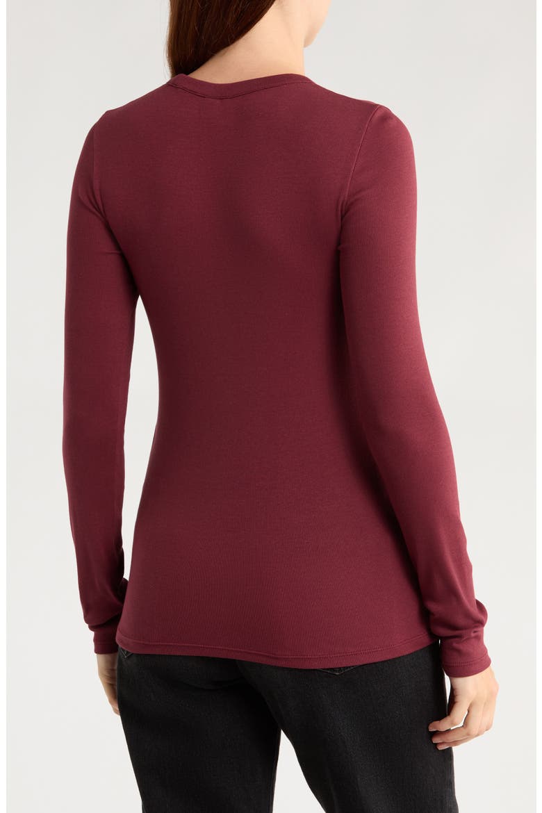 Everyday Stretch Pima Cotton Ribbed T-Shirt, Alternate, color, BURGUNDY TANNIN