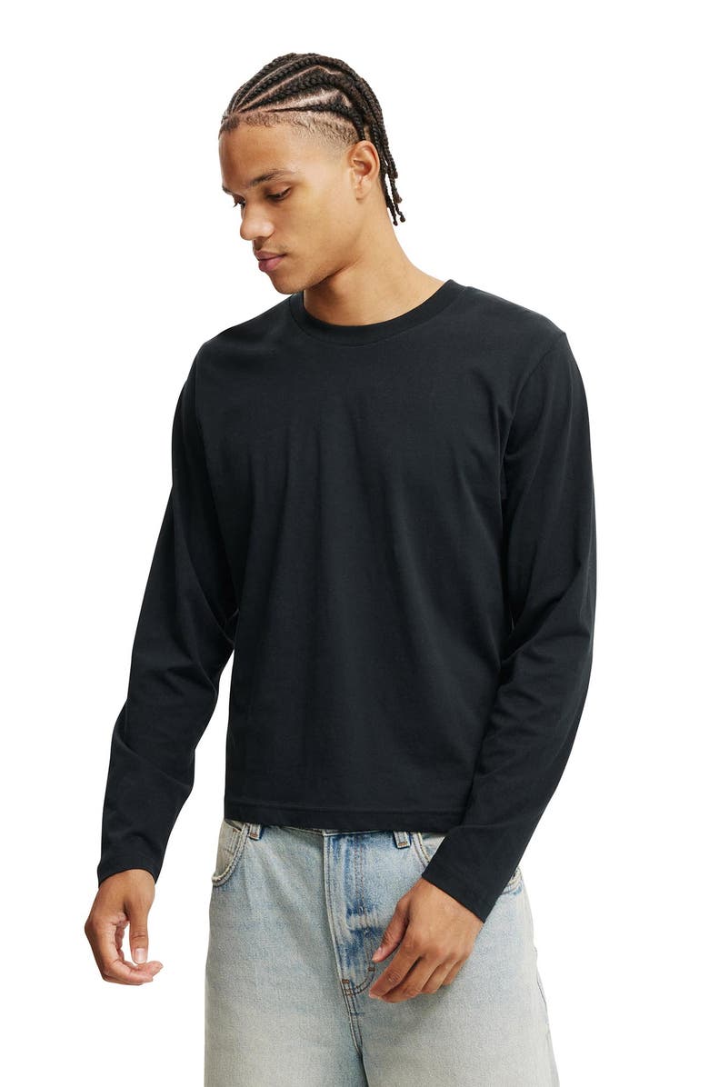 Cotton On Men's Cropped Fit Long Sleeve, Main, color, Black