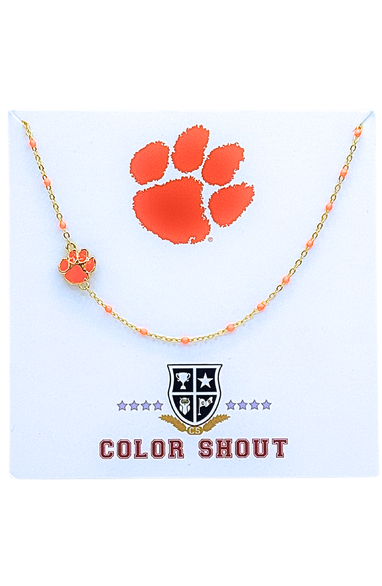 Color Shout Clemson University Side Necklace, Main, color, Yellow Gold