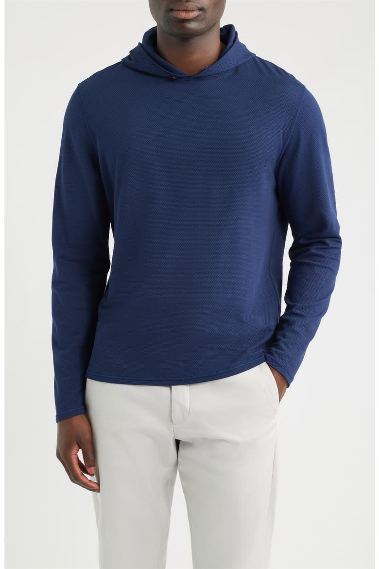 Stretch Cotton Blend Pebble Hoodie, Main, color, NAVY
