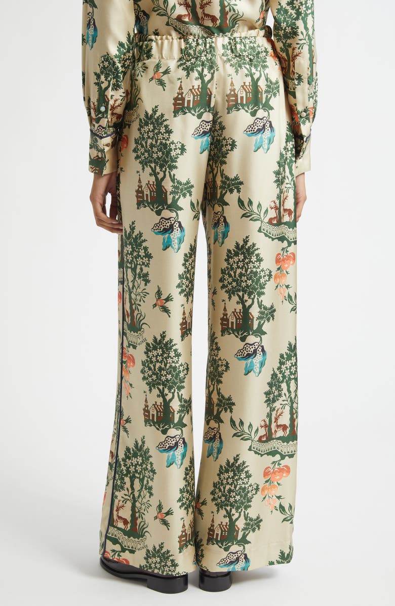 MONSE Double Waistband Silk Satin Pajama Pants, Alternate, color, Beige Multi