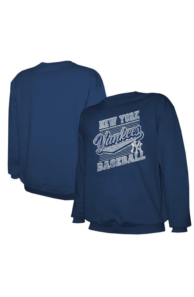 STITCHES Men's Stitches Navy New York Yankees Pullover Sweatshirt, Main, color, Navy