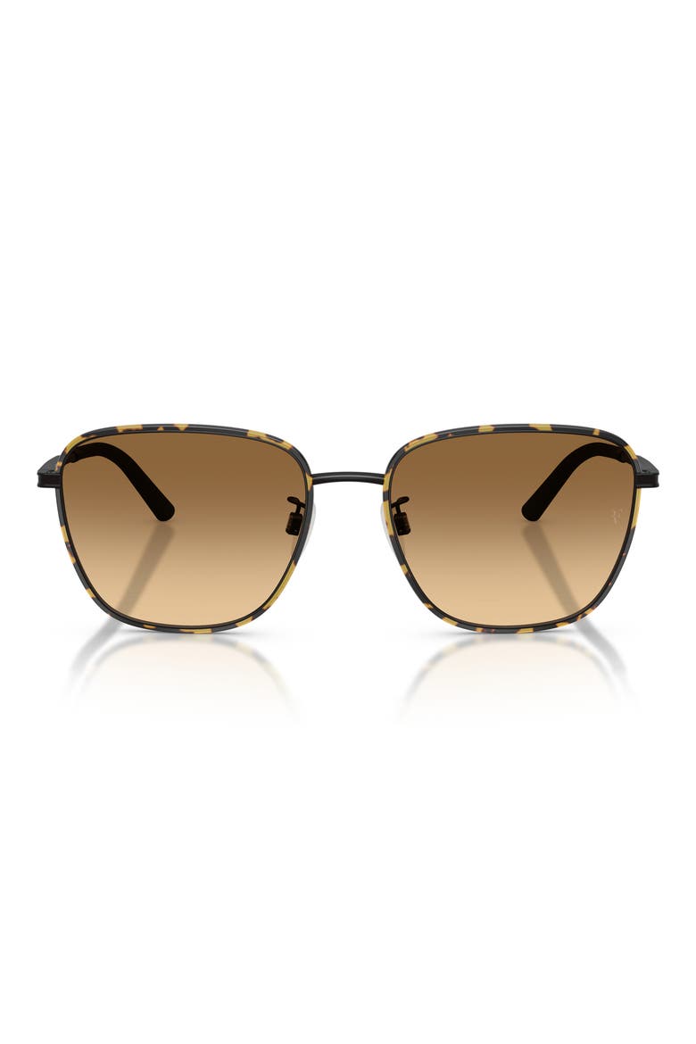 57mm Roger Federer R-18 Square Sunglasses, Main, color, MATTE BLACK / SADDLE
