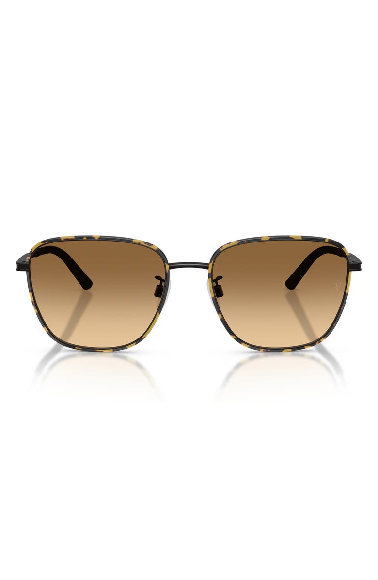 Oliver Peoples 57mm Roger Federer R-18 Square Sunglasses, Main, color, Matte Black / Saddle