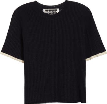 [EENK] / ☆ Contrast Knit Top / Red Contrast Knit Top - Navy : EENK SHOP
