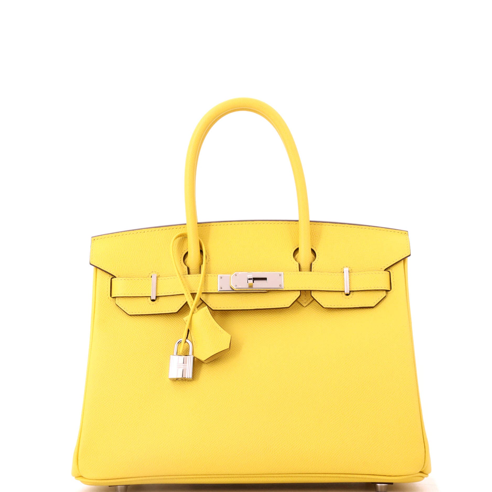 Pre-Owned Hermes Birkin Handbag Yellow Epsom with Palladium Hardware 30, Main, color, Jaune De Naples