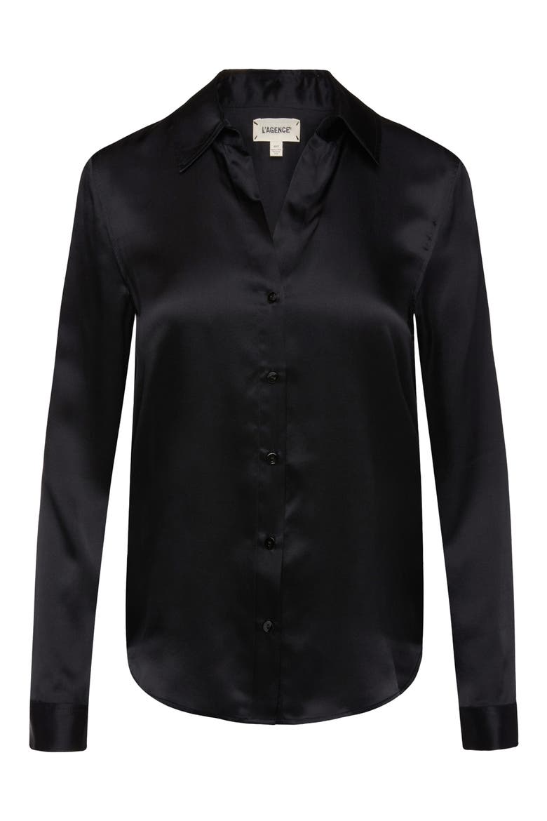 Tyler Silk Blouse, Alternate, color, BLACK