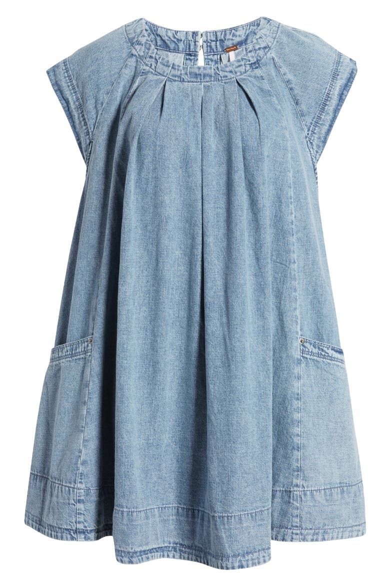 Marcel Pleated Denim Minidress, Alternate, color, LAKESIDE