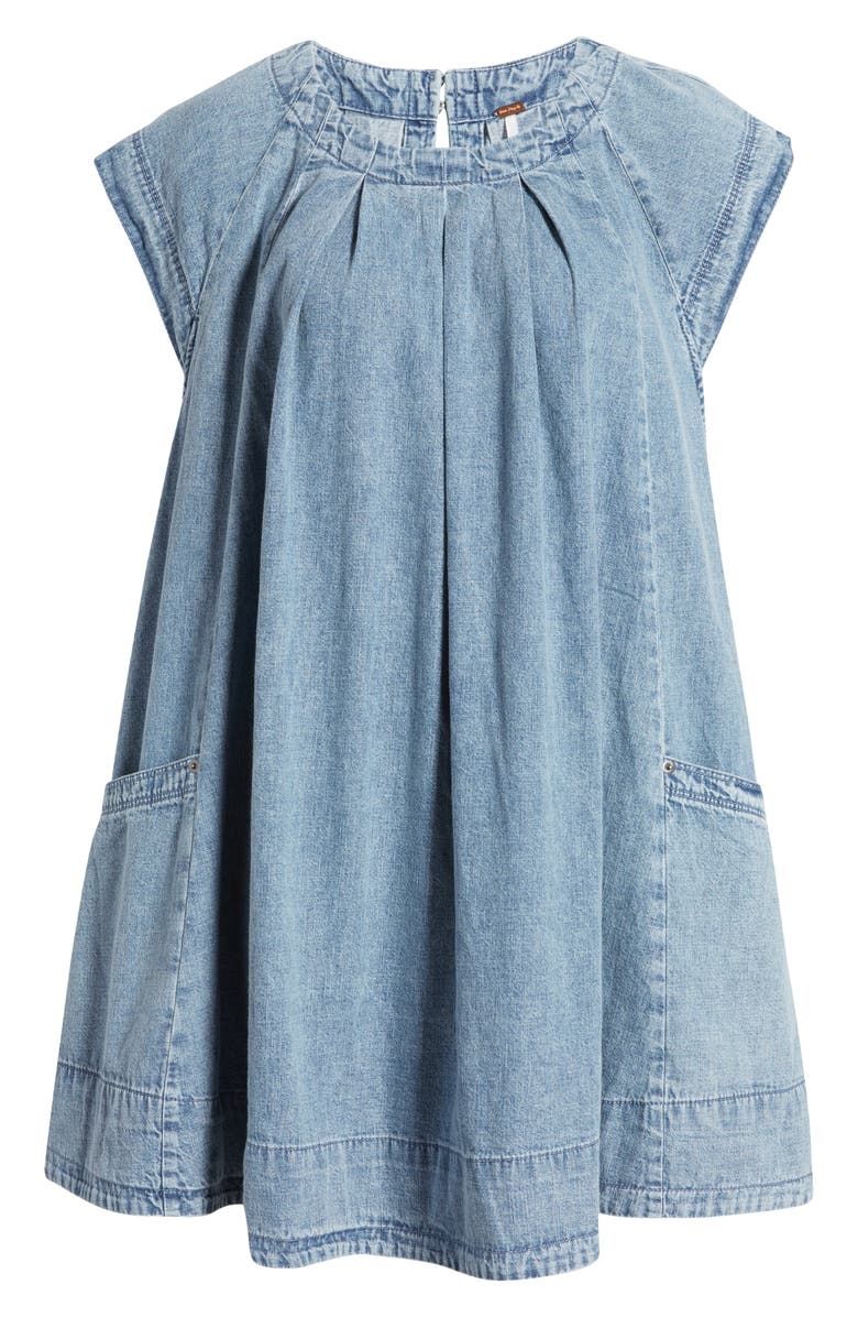 Free People Marcel Pleated Denim Minidress, Alternate, color, 