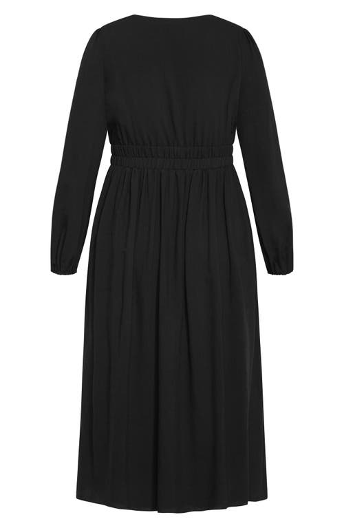 City Chic Dayana Smocked Long Sleeve Maxi Dress In Black