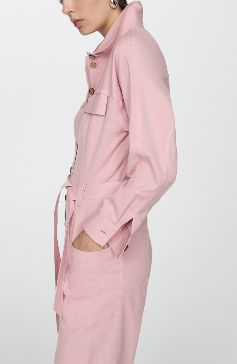 MANGO Tie Waist Long Sleeve Jumpsuit, Alternate, color,