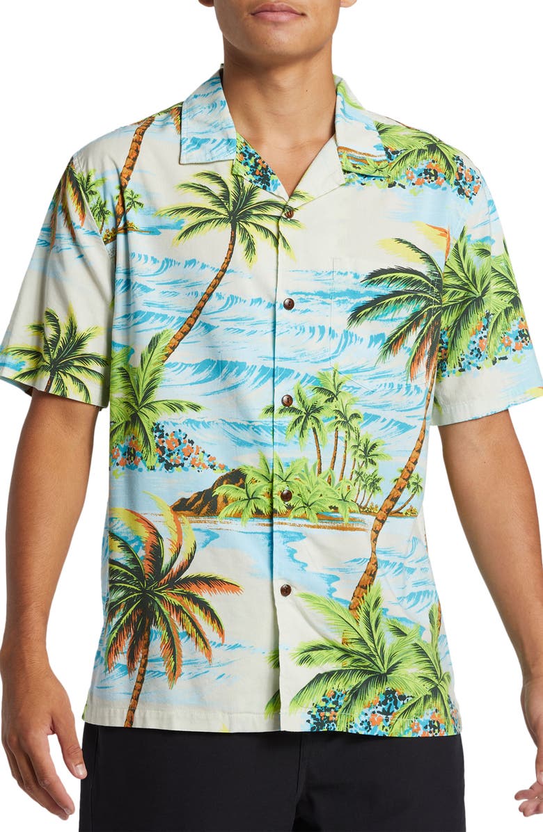 Quiksilver DNA Island Print Camp Shirt, Main, color,