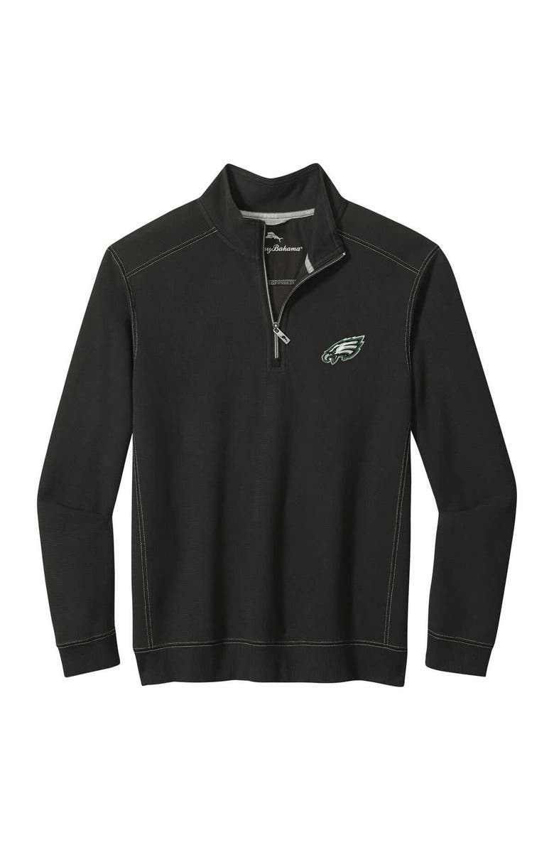 Tommy Bahama Men's Tommy Bahama  Black Philadelphia Eagles Sport Tobago Half-Zip Pullover, Alternate, color, 