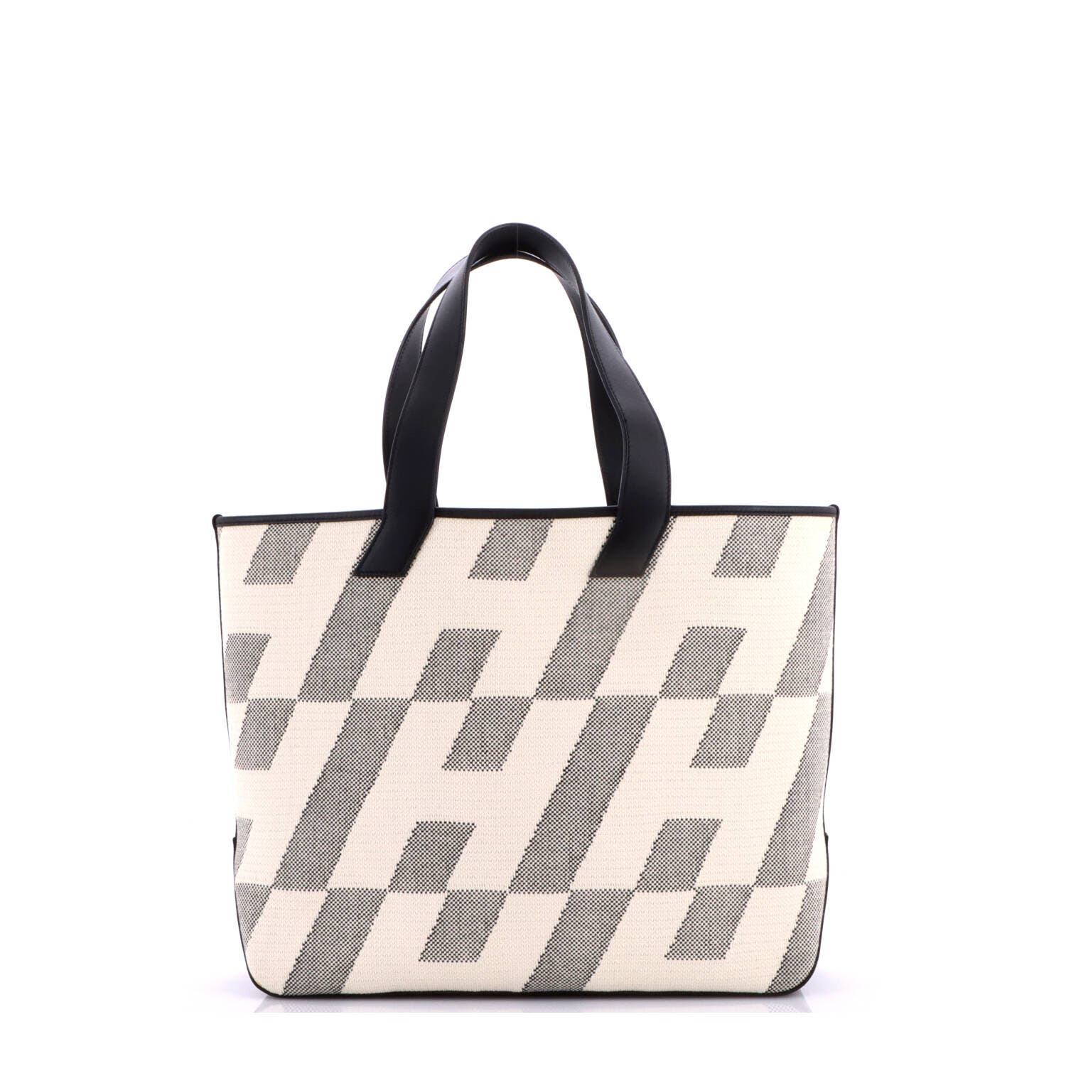 Cabas H en Biais Tote Canvas with Leather 40, Alternate, color, Black