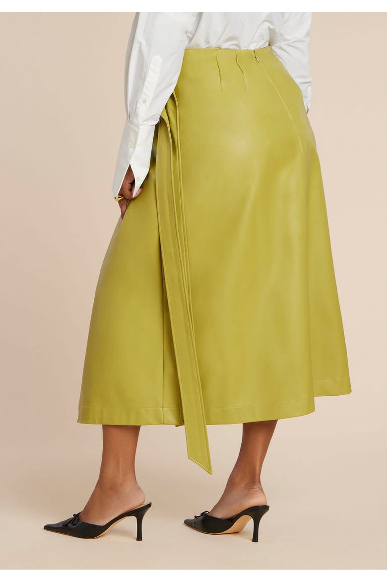 Double Belt Wrap Faux Leather Skirt, Alternate, color, MOSS