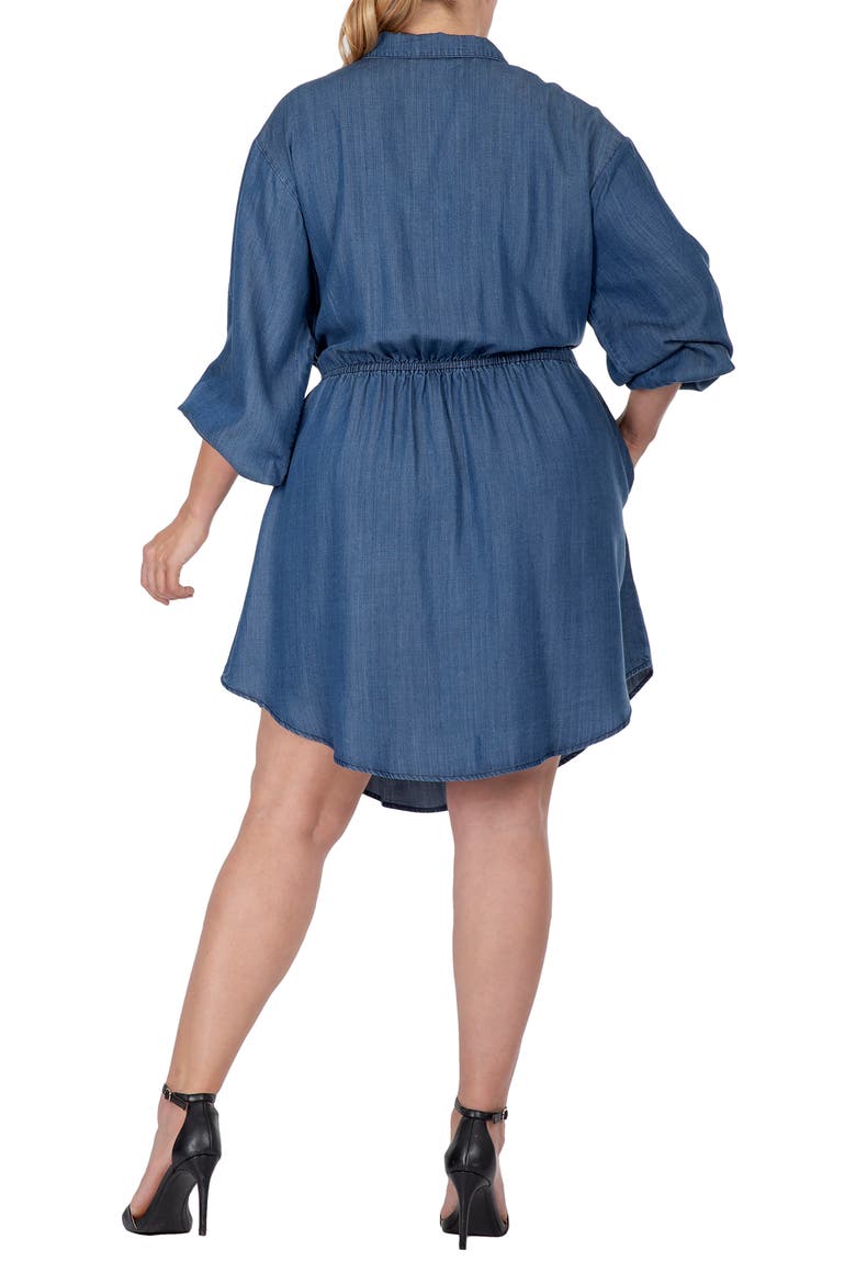Long Sleeve Elastic Waist Shirtdress, Alternate, color, 3236RINSE