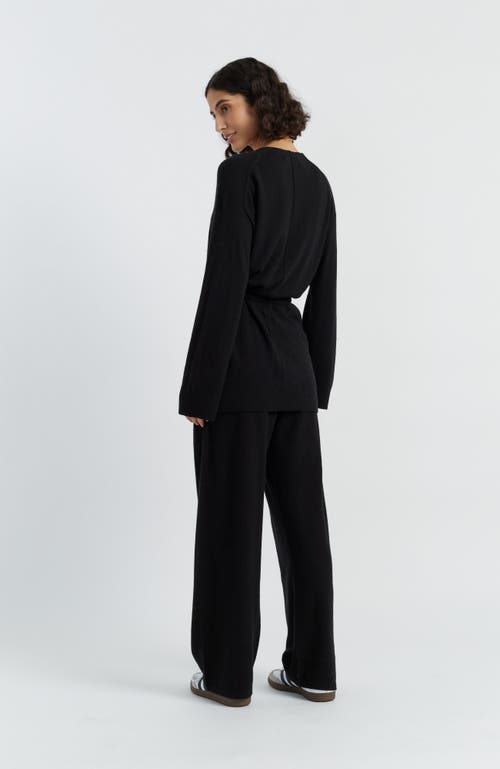 Chinti & Parker Wool Cashmere Blend Belt Wrap Cardigan In Black