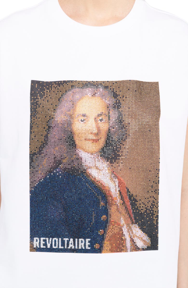 Zadig & Voltaire Cloex Crystal Embellished Voltaire T-Shirt, Alternate, color, White