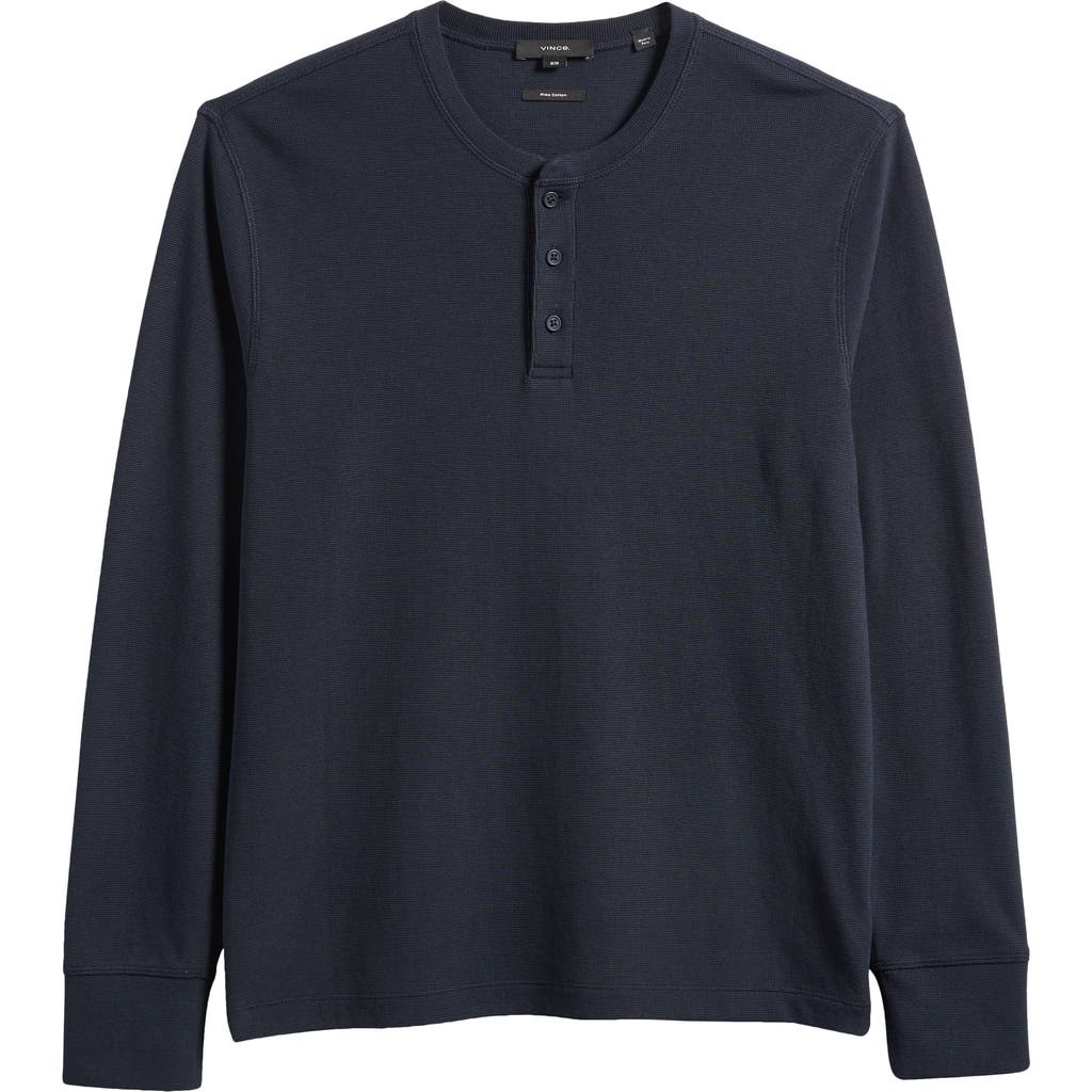 Vince Long Sleeve Slub Henley In Coastal