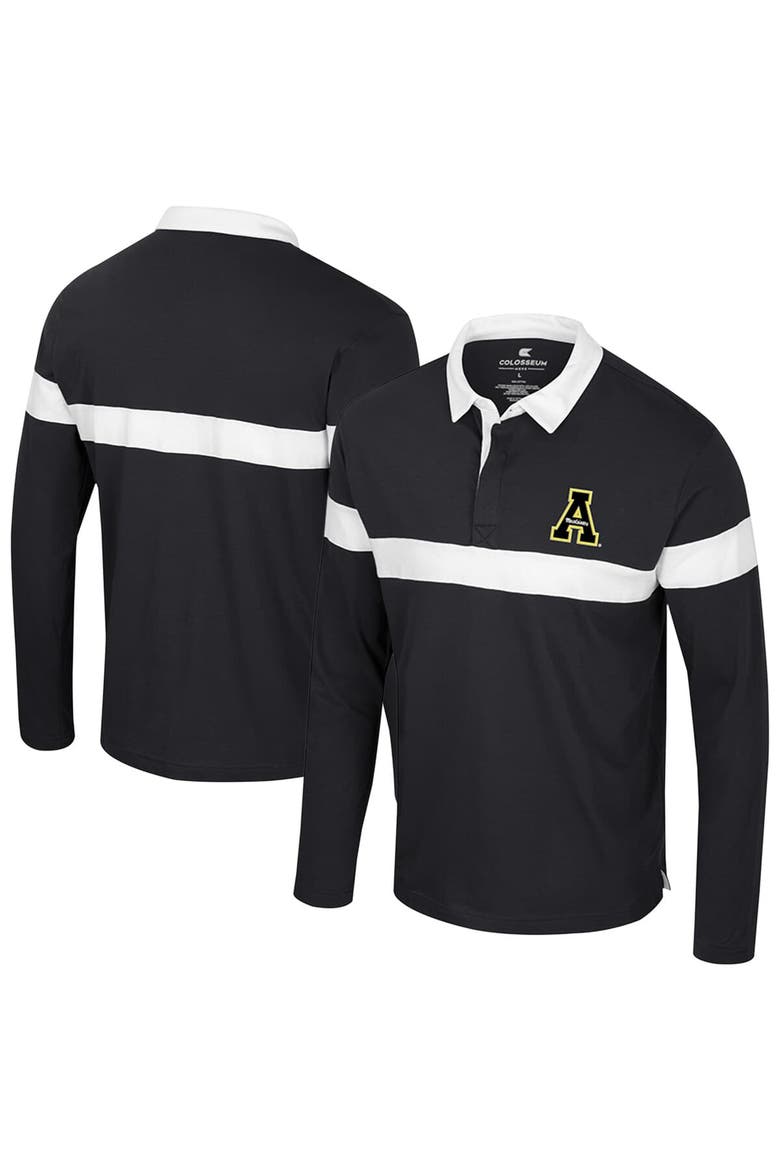 Men's Colosseum  Black Appalachian State Mountaineers Too Cool For School Long Sleeve Polo, Alternate, color, Black