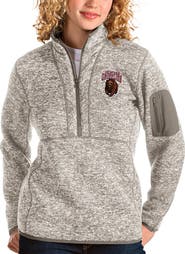 ANTIGUA Women's Antigua Oatmeal Montana Grizzlies Fortune Half-Zip Pullover Sweater