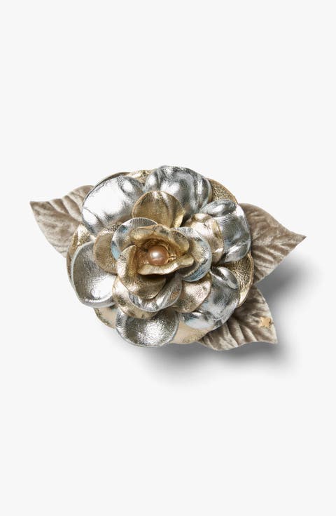 The Small Platinum Gardenia Floral Brooch