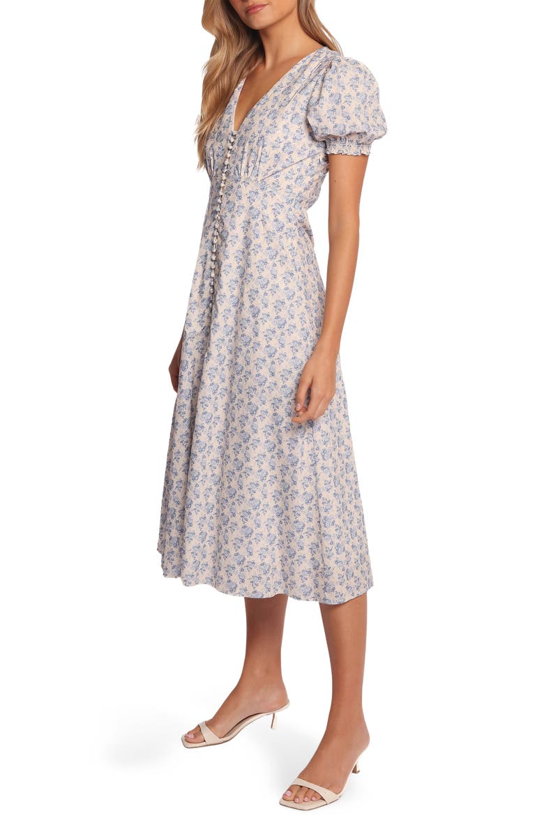 Petal & Pup Logen Floral Puff Sleeve Cotton Midi Dress, Alternate, color, Parisian Bloom