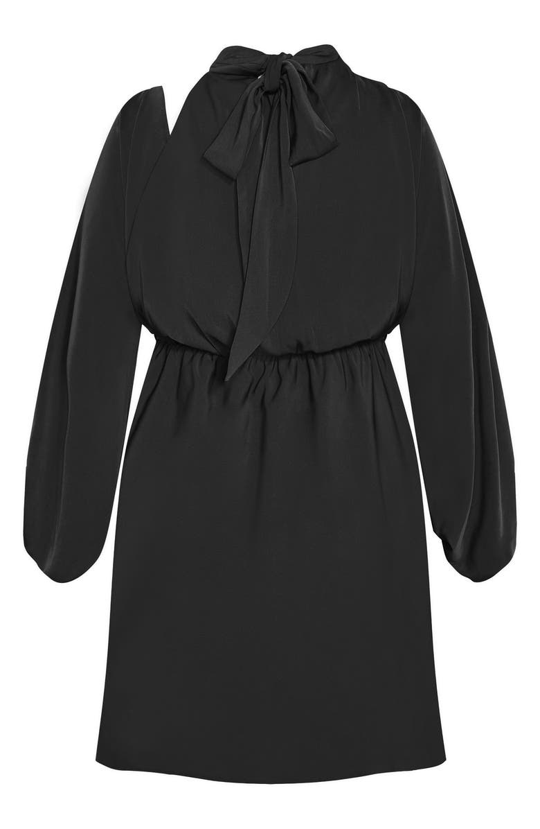 City Chic Jaylee Shoulder Cutout Long Sleeve Dress, Alternate, color, Black