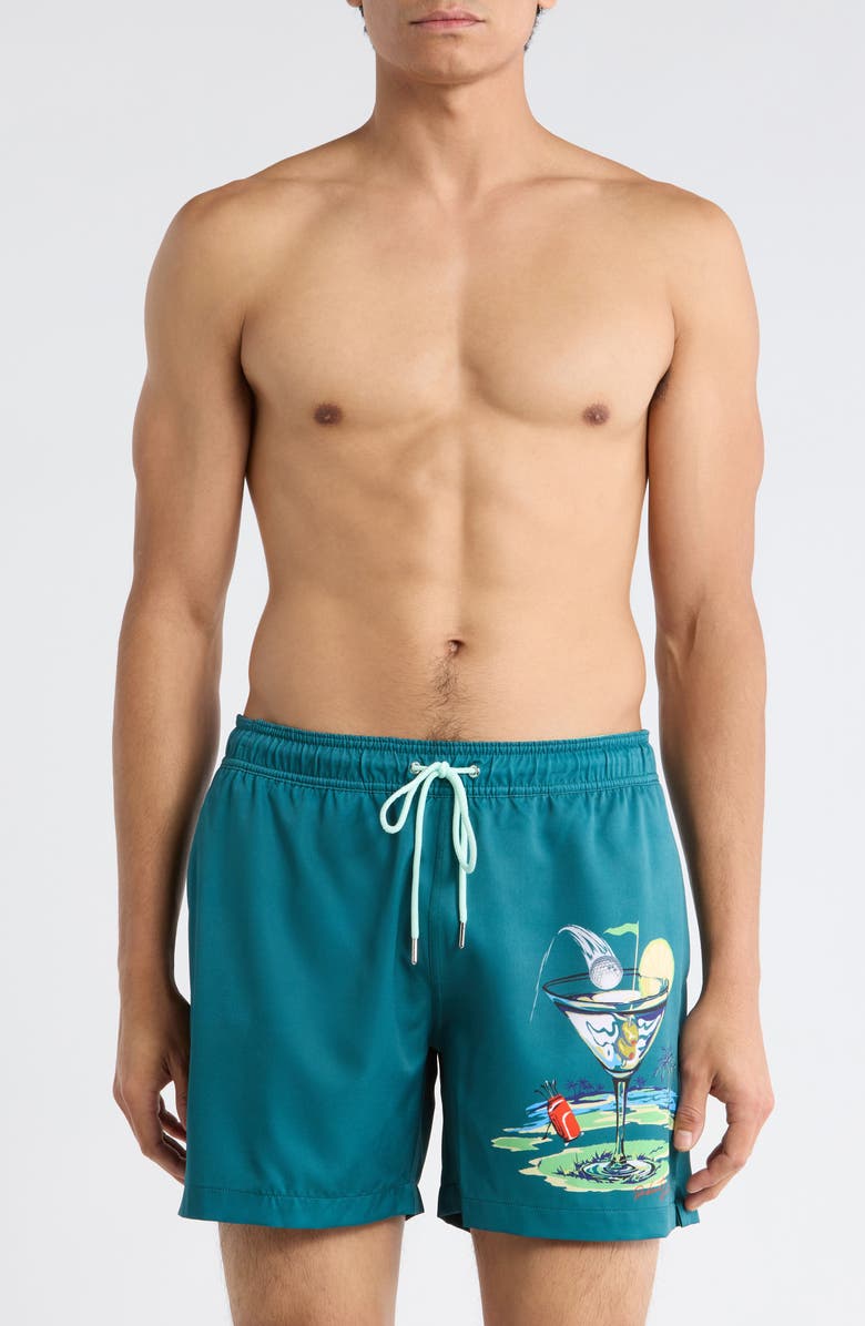 Robert Graham Golf Martini Swim Trunks, Main, color, Mediterranean