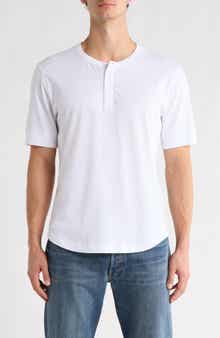 BUCK MASON Short Sleeve Curve Hem Pima Cotton Henley