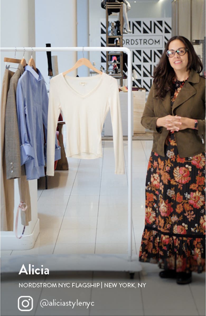 Long Sleeve V-Neck Rib Top, sales video thumbnail