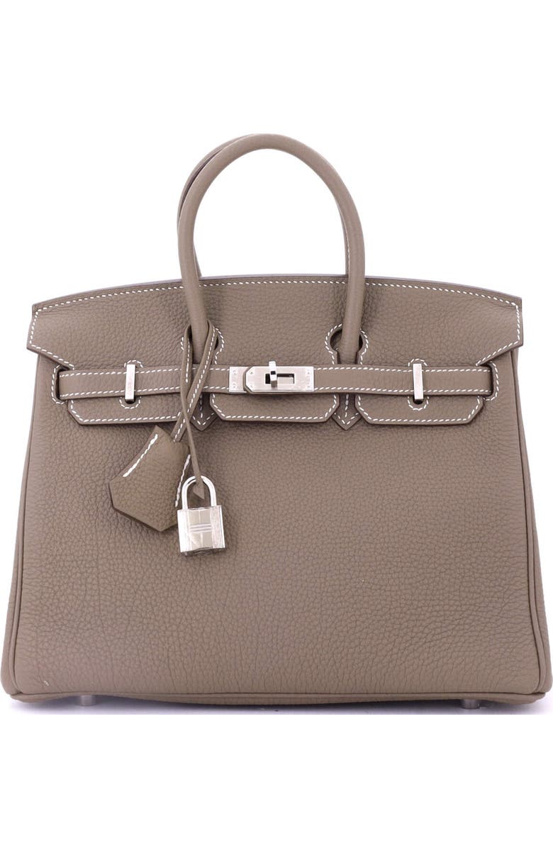 Pre-Owned Hermes Birkin Handbag Grey Togo with Palladium Hardware 25, Main, color, Etoupe