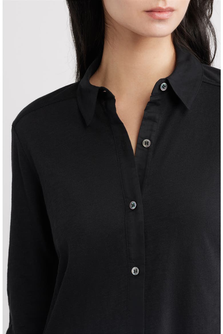 Riduro C.Nebulous Organic Cotton Slub Long Sleeve Button-Up Shirt, Alternate, color, BLACK