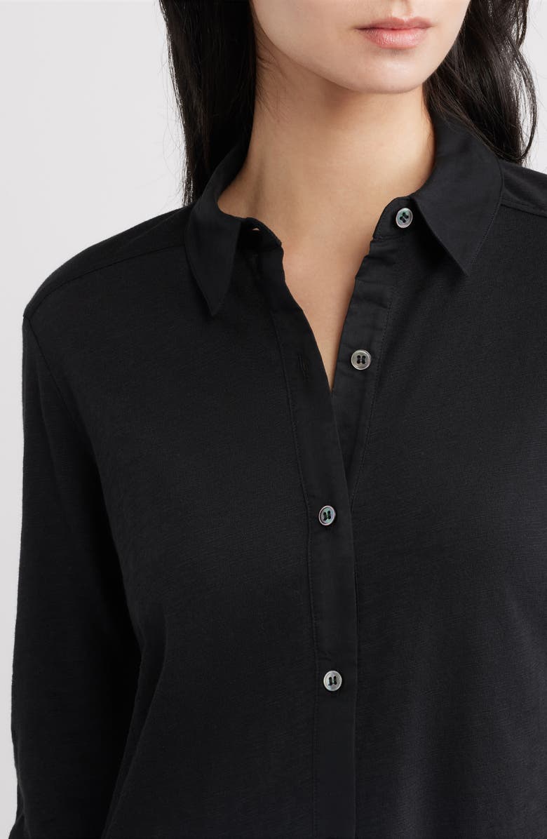 Theory Riduro C.Nebulous Organic Cotton Slub Long Sleeve Button-Up Shirt, Alternate, color, Black