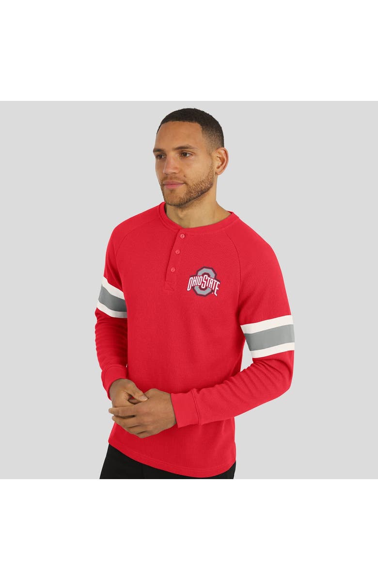 Darius Rucker Collection by Fanatics Men's Darius Rucker Collection by Fanatics Scarlet Ohio State Buckeyes Waffle-Knit Raglan Long Sleeve Henley T-Shirt, Alternate, color, Scarlet