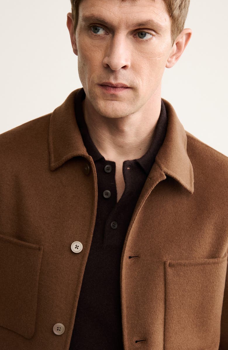 MANGO Handmade Wool Blend Melton Jacket, Alternate, color, Orange Brown