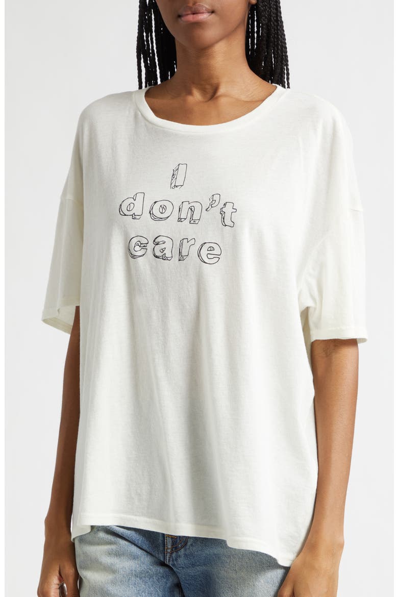 I Don't Care Relaxed Fit Cotton & Cashmere Graphic T-Shirt, Alternate, color, ECRU WHITE
