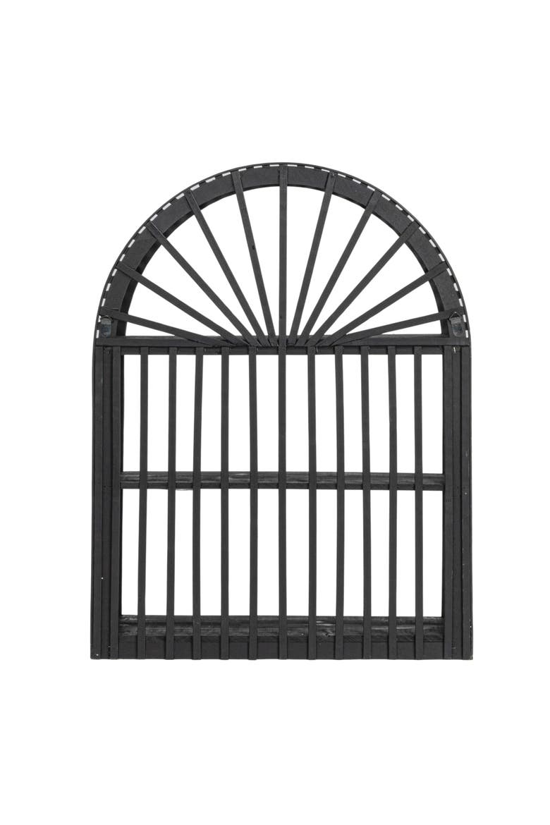 Arched wood and Wood Wall Shelf, Black, Alternate, color, Black