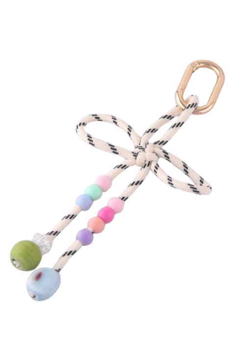 Stripe Beaded Bow Bag Charm